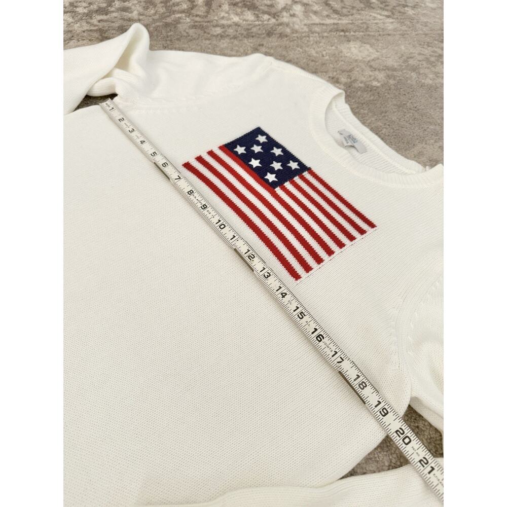 White Sweater with USA Flag America Preppy Women's Large Croft & Barrow - Picture 8 of 8